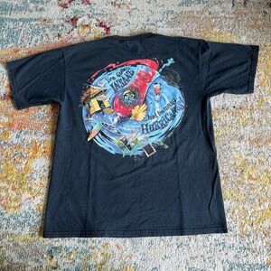 Vintage Caribbean Soul Monsoon Saloon Hurricane T-Shirt Mens L Black Graphic Tee